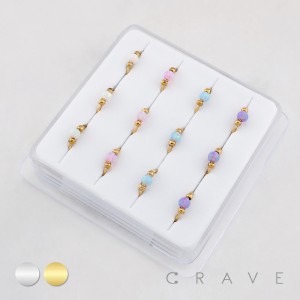 OPAL BEAD NOSE HOOP PACKAGE 316L SURGICAL STEEL